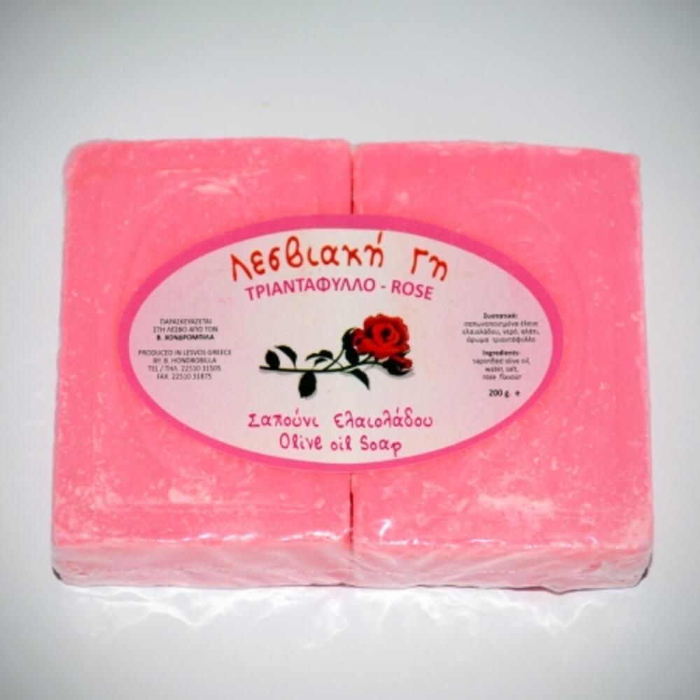 Λεσβιακή Γη Σαπούνι Ελαιόλαδου Τριαντάφυλλο 2*100gr
