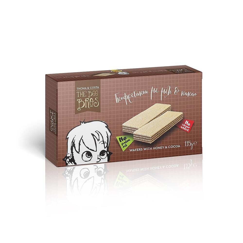 Γκοφρετάκια με μέλι και κακάο, χωρίς προσθήκη ζάχαρης & φοινικέλαιου 135g