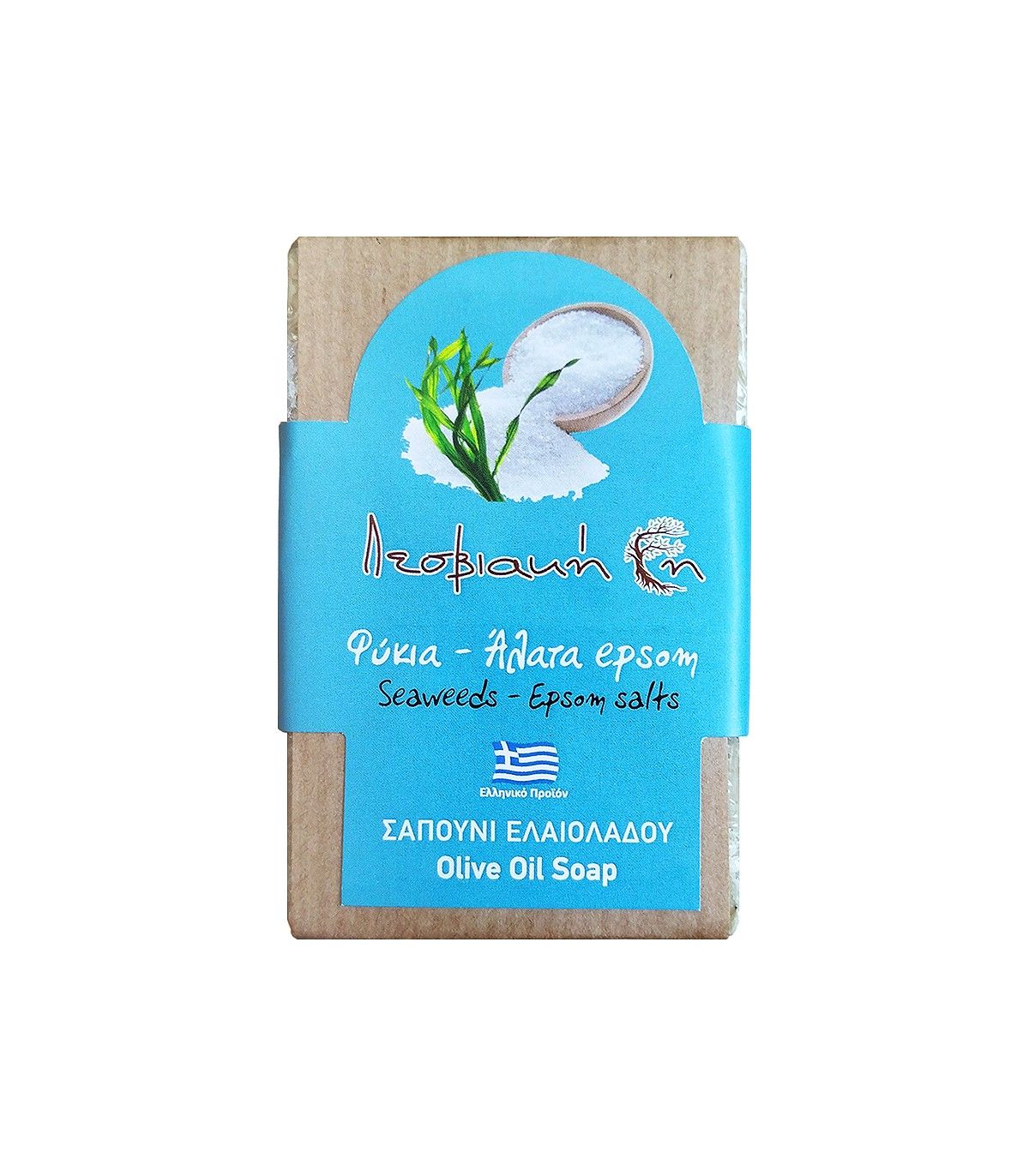 Λεσβιακή Γη Σαπούνι Ελαιολάδου με Φύκια & Άλατα Epsom 100gr